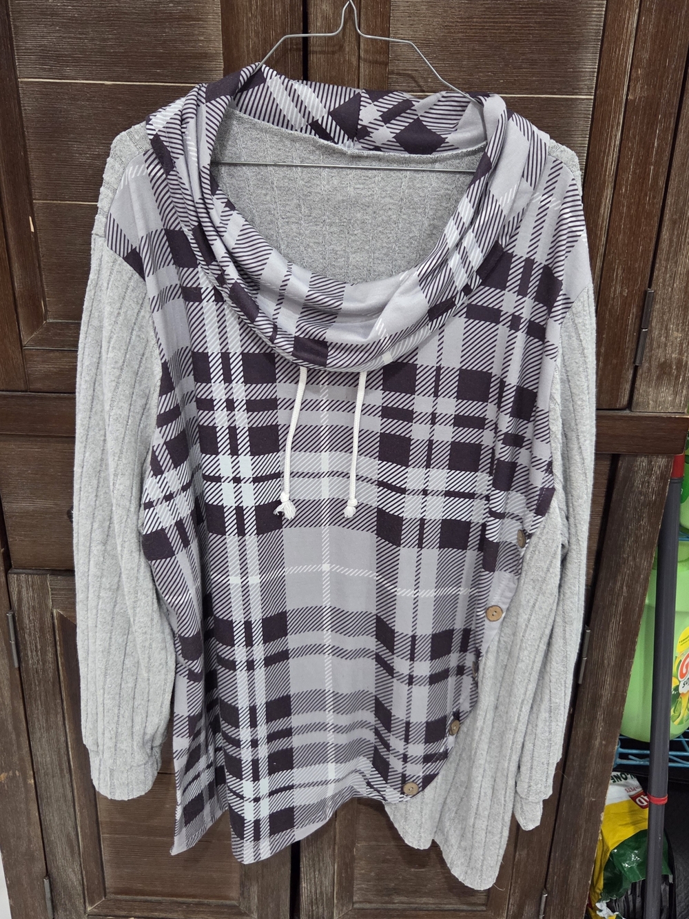 Unbranded Women's Plus Size Pullover Top 3X Grey/Lavender Cowl Neck